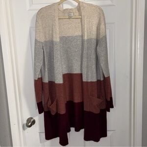 A new day duster sweater open cardigan dip dye color block fuzzy warm pockets